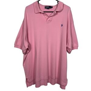 Polo by Ralph Lauren VTG 1990s‎ Men's Pink Short Sleeve Polo Shirt Sz XXL Preppy